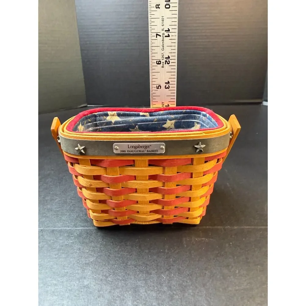 Longaberger 2001 Inaugural Basket with Liner & Protector – Handwoven USA Patriot